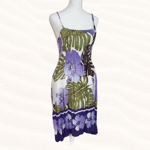 Hawaiian Print Stretch Dress - Picture 1 of 11